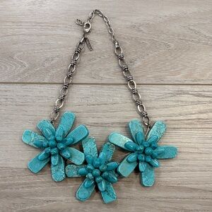 Chicos Turquoise Floral Statement Necklace